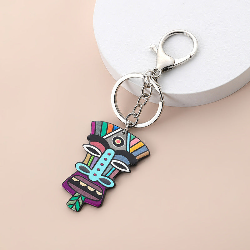 Wholesale Acrylic Boho Villain Face Mask Keychain